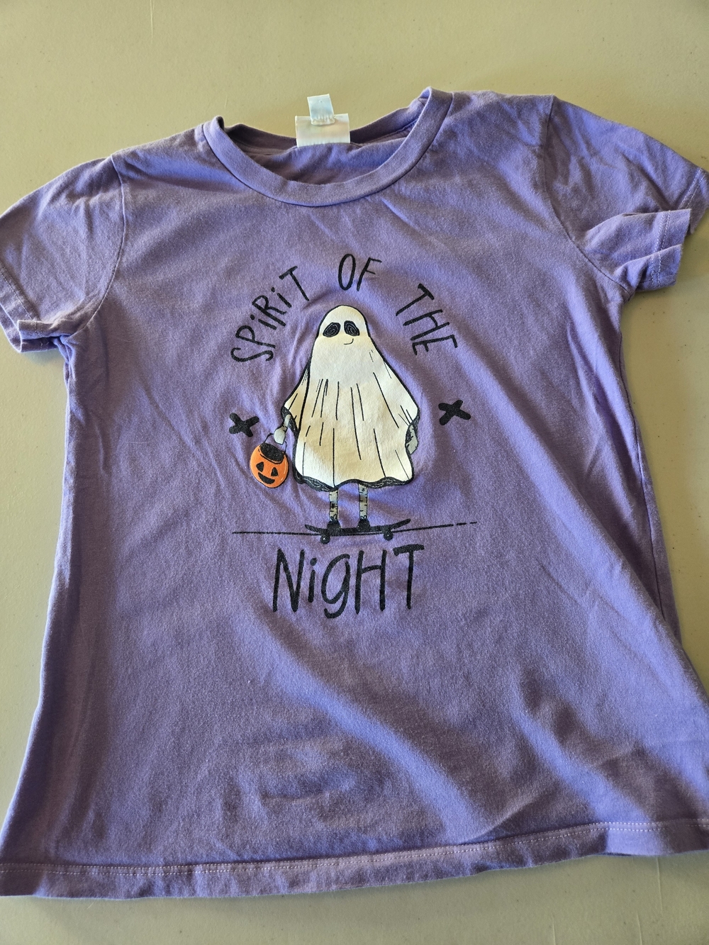 Kids Halloween Skateboarding Ghost Graphic Tee - "SPIRIT OF THE NIGHT" Purple 10